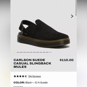 Dr Martens Carlson Casual Slingback Mule - black suede